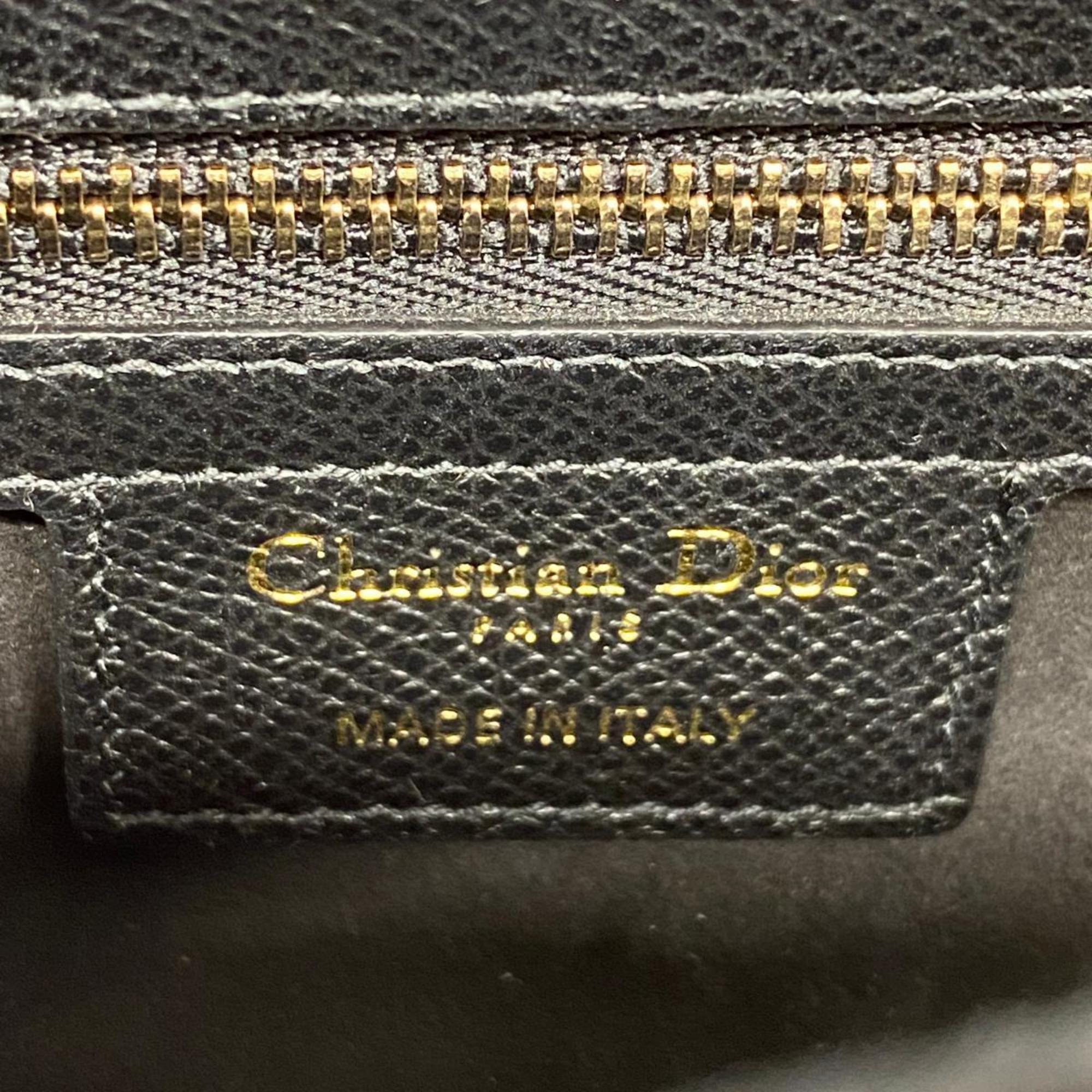 Christian Dior Handbag Saddle Bag Leather Black Women's
