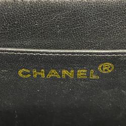 Chanel Shoulder Bag W Chain Caviar Skin Black Women's