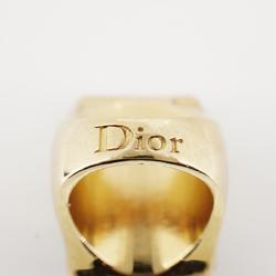 Christian Dior Ring Ribbon Motif Rhinestone Color Stone GP Plated Gold Women's