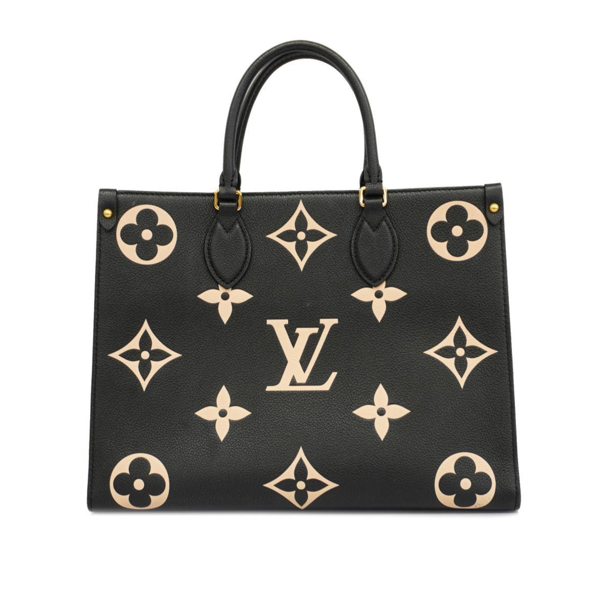 Louis Vuitton Handbag Monogram Empreinte On the Go MM M45495 Black Beige Women's