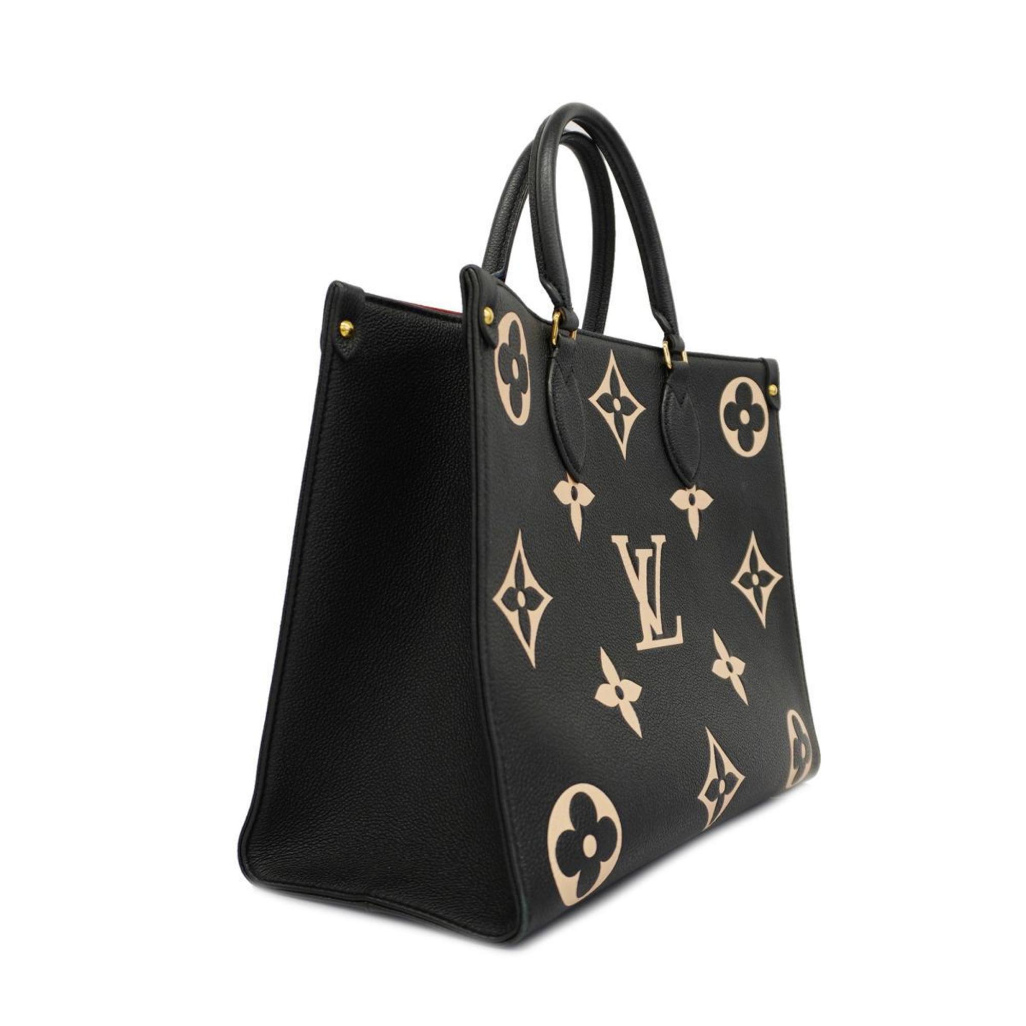 Louis Vuitton Handbag Monogram Empreinte On the Go MM M45495 Black Beige Women's