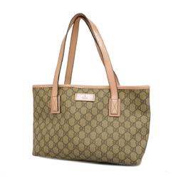 Gucci Tote Bag GG Supreme 211138 Leather Pink Brown Women's