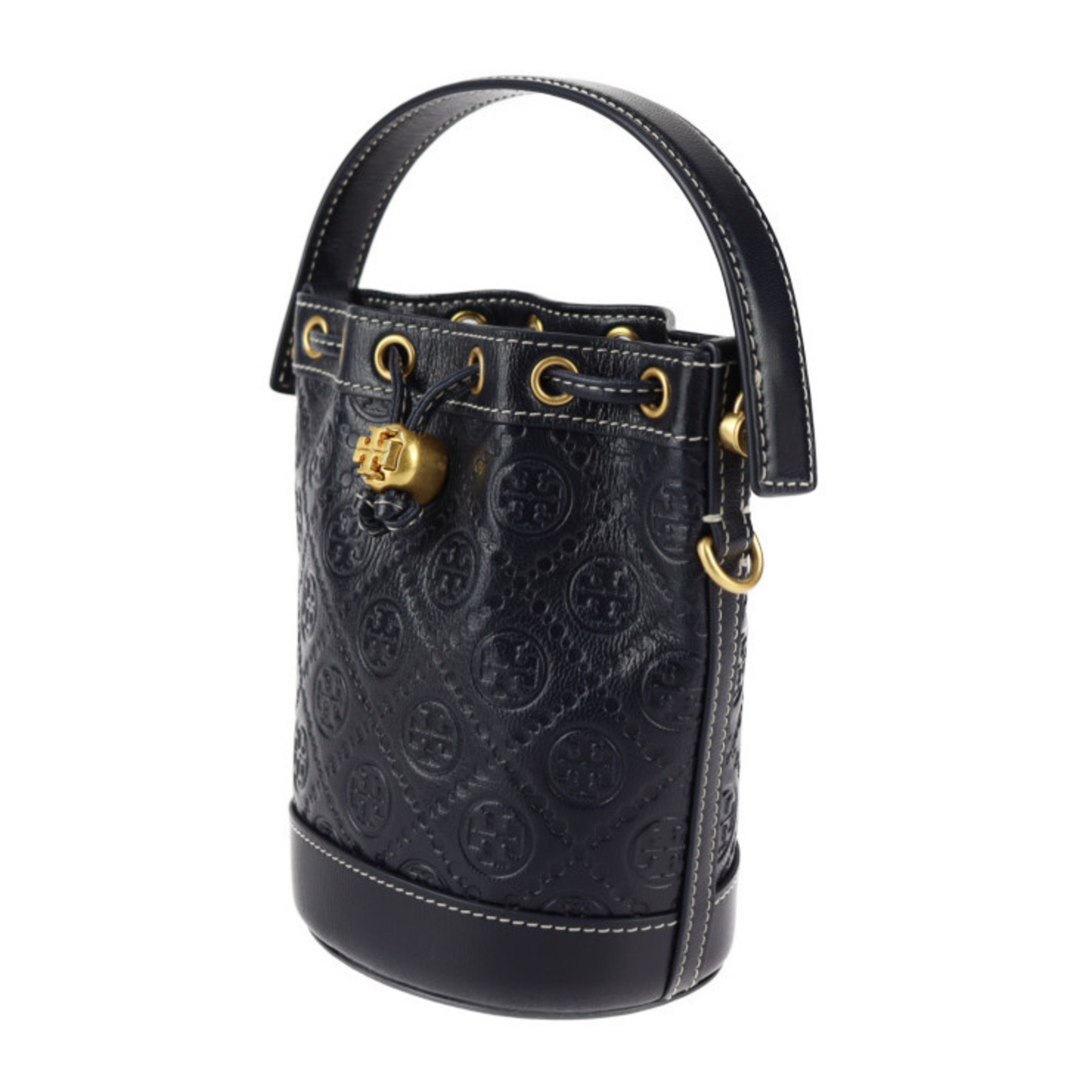 Tory Burch Bucket Bag T MONOGRAM Monogram Handbag 80533 Leather MIDNIGHT Navy Shoulder Style