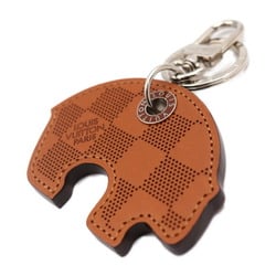 LOUIS VUITTON Louis Vuitton Summer Melody Damier Punching Keychain MP1320 Cowhide Leather Brown Keyring Bag Charm Bear