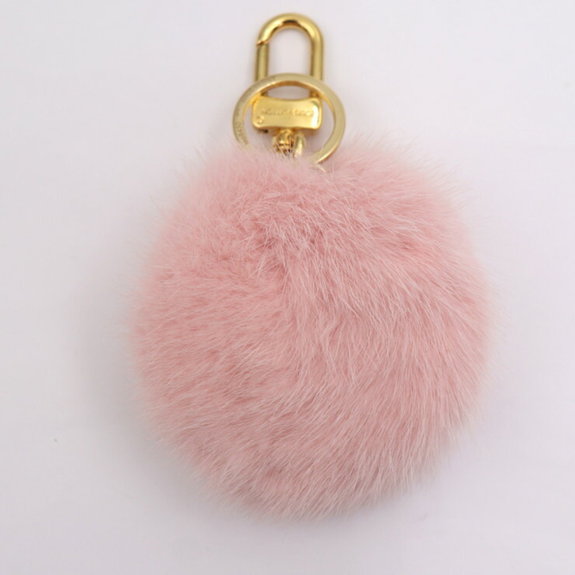 LOUIS VUITTON Louis Vuitton Bijoux Sac Wild Fur Keychain M68450 Mink fur x leather Pink Keyring Bag charm Animal