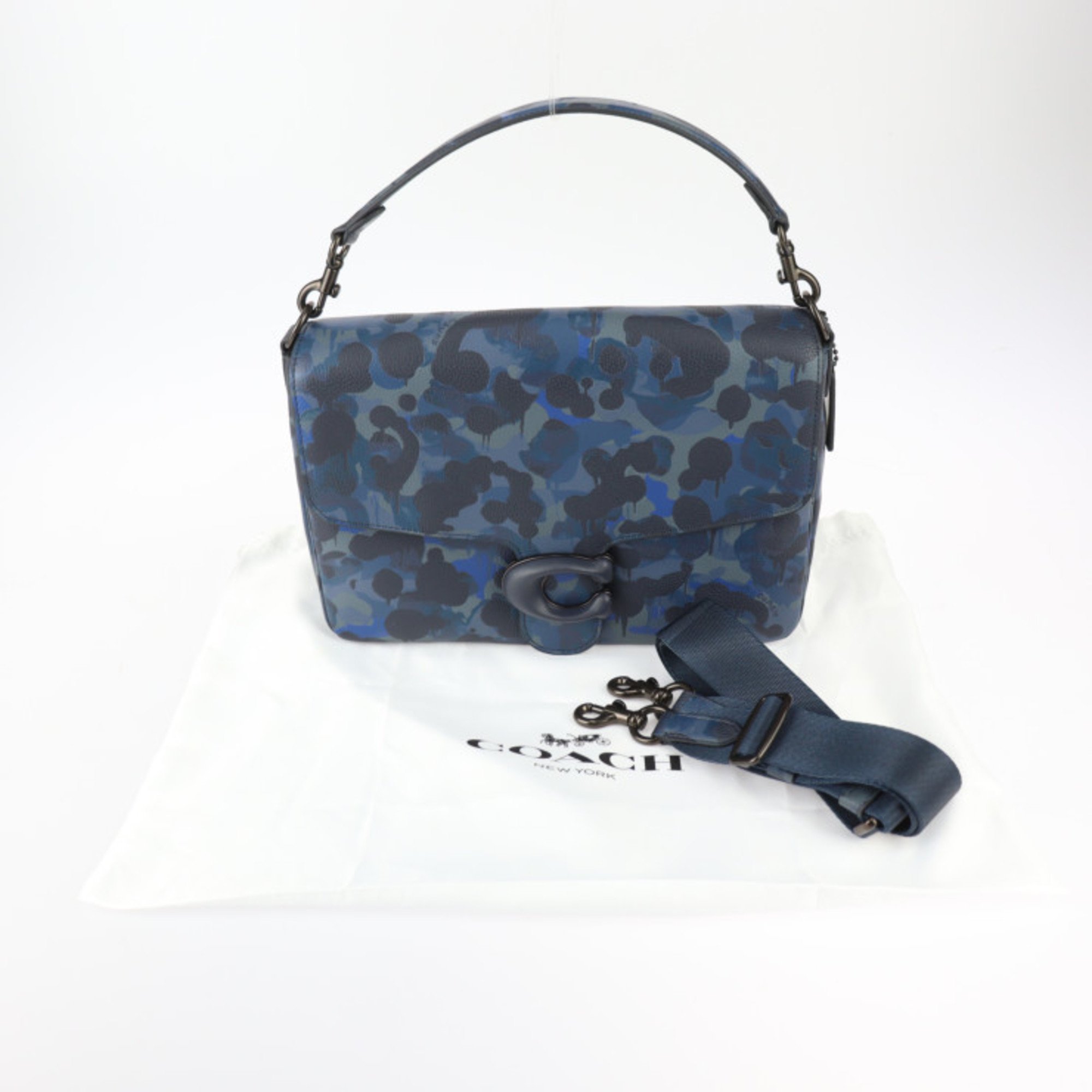 COACH Soft Tabby Camo Print Shoulder Bag CC106 Leather Navy Handbag