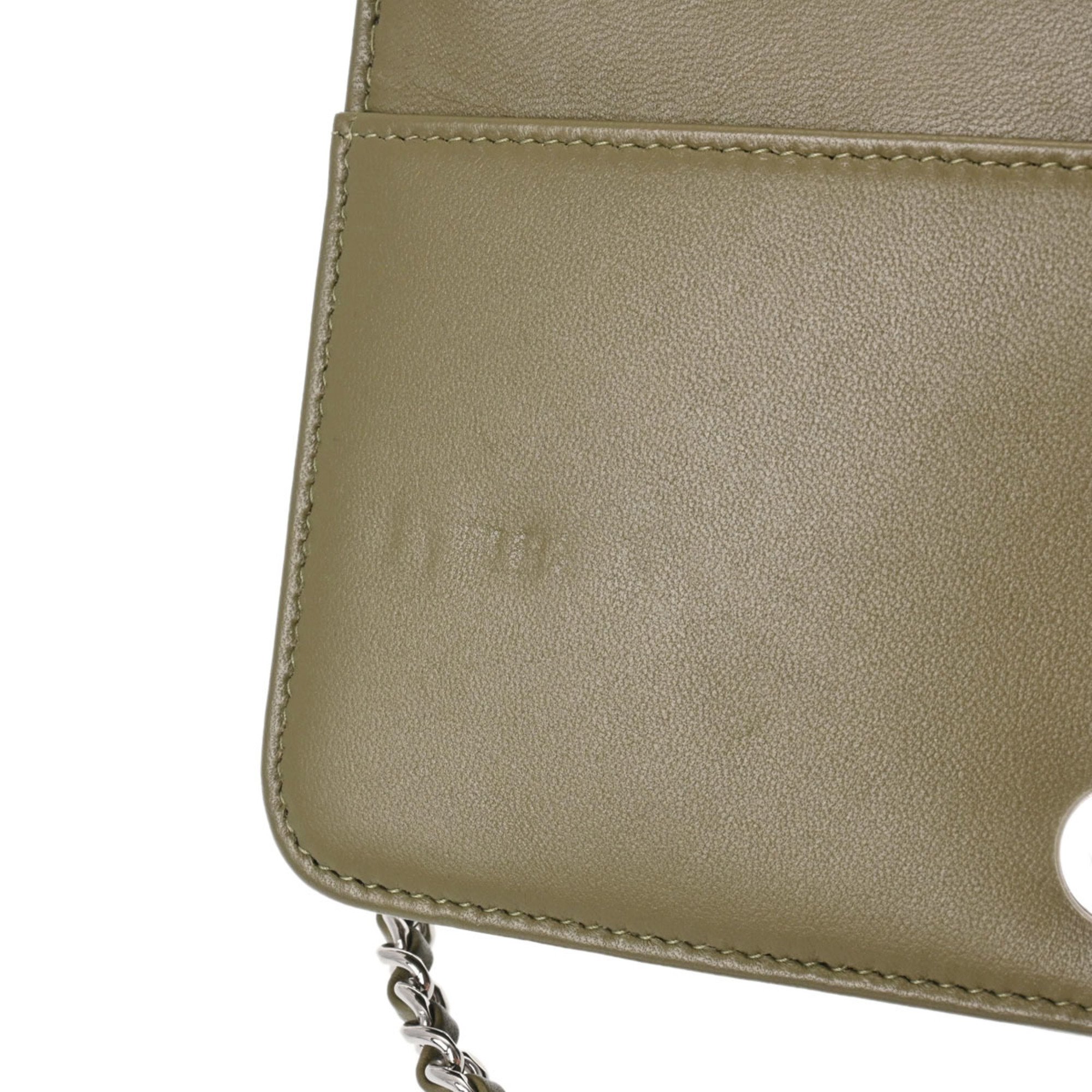 CHANEL Chain Wallet Rhinestone Khaki - Women's Lambskin Shoulder Bag