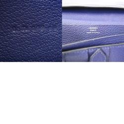 HERMES Bearn Souffle Blue Ankle Palladium Hardware - D Stamp (around 2019) Unisex Chevre Long Wallet