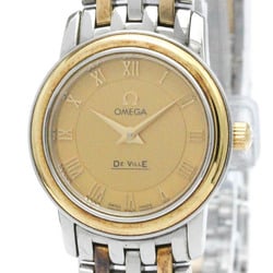 Polished OMEGA De Ville Prestige 18K Gold Steel Ladies Watch 4370.12 BF571657