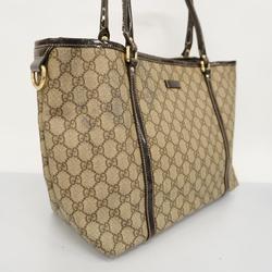 Gucci Tote Bag GG Supreme 197953 Leather Brown Beige Women's