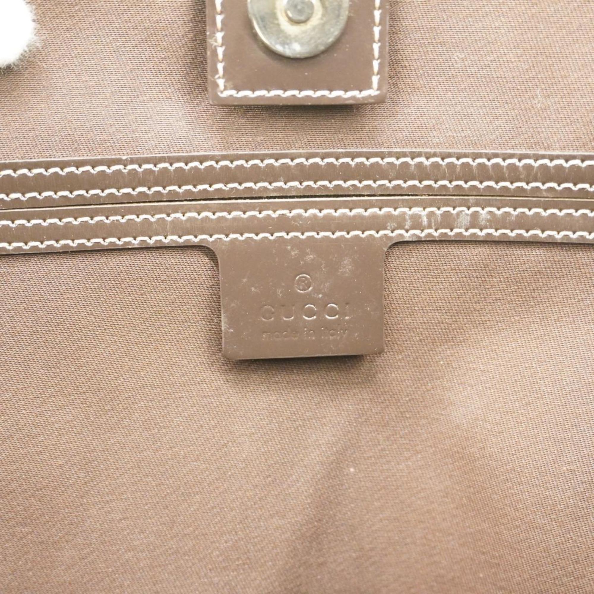 Gucci Tote Bag GG Supreme 197953 Leather Brown Beige Women's