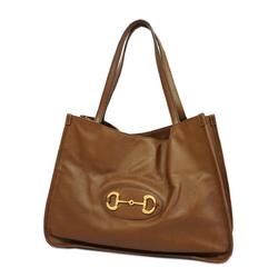 Gucci Tote Bag Horsebit 623094 Leather Brown Women's
