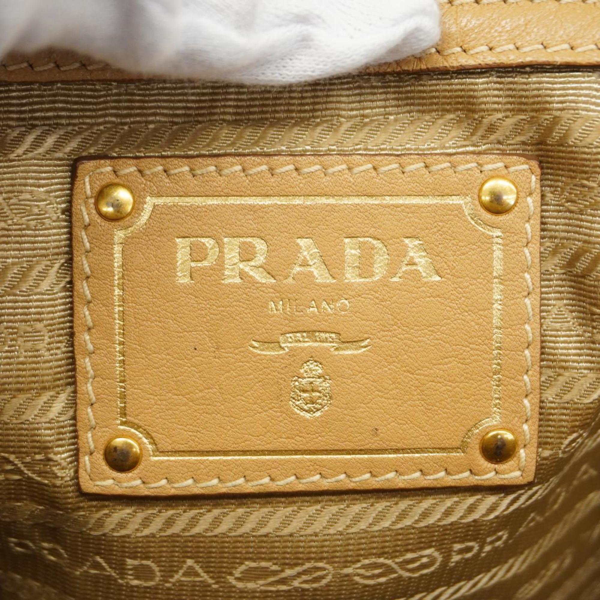Prada tote bag leather beige women's