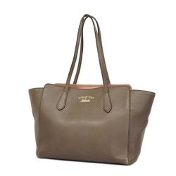 Gucci Swing Tote Bag 354408 Leather Greige Champagne Women's