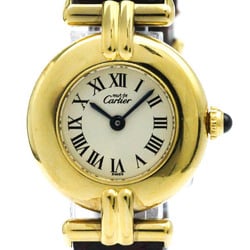CARTIER Must Colisee Gold Plated Leather Quartz Ladies Watch 590002 BF571679