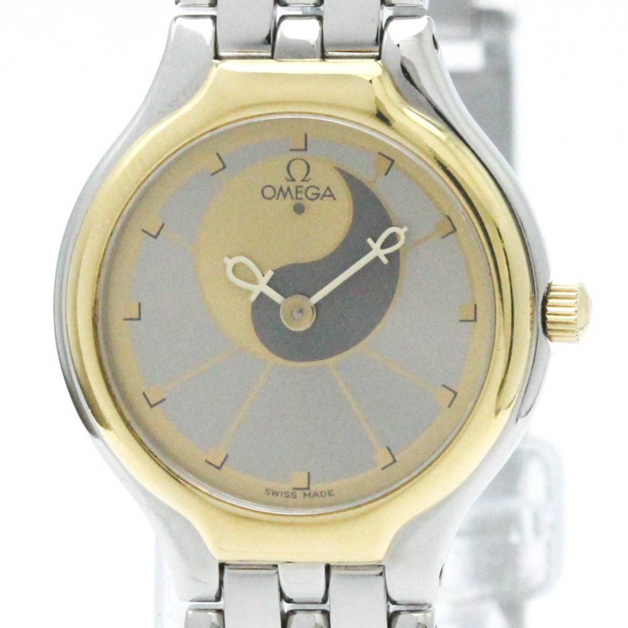 Polished OMEGA De Ville Symbol K18 Gold Stainless Steel Ladies Watch BF571272