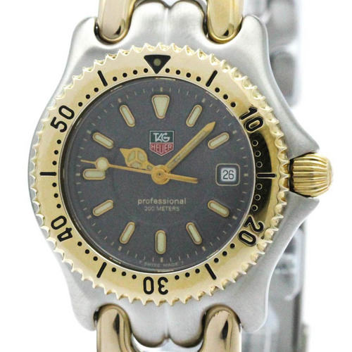 Polished TAG HEUER Sel 200M Gold Plated Steel Ladies Watch WG1320 BF570425