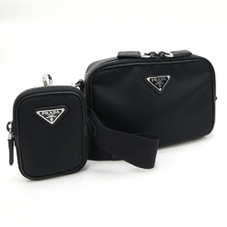 Prada Shoulder Bag 2VH070 Black Nylon Leather Triangle Men's PRADA