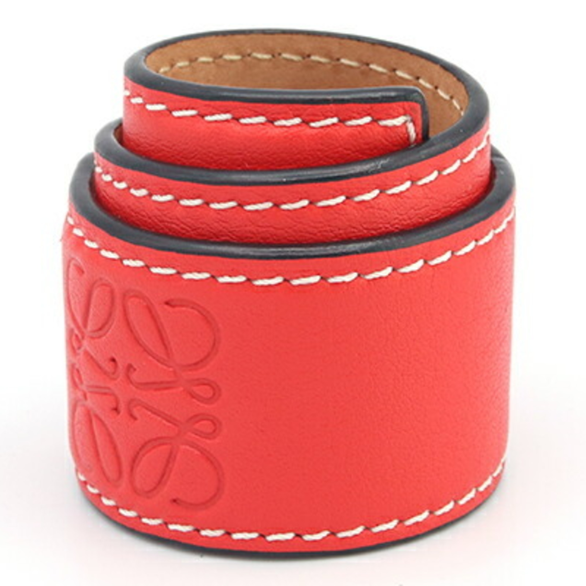 LOEWE Bracelet Anagram Slap Small 119.19.336 Red Leather Men's Women's