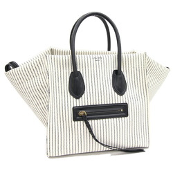 Celine Handbag Luggage Phantom 169952 Ivory Black Canvas Leather Tote Bag Stripe Women's CELINE