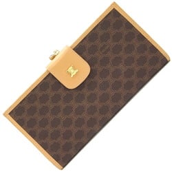 Celine Bi-fold Long Wallet Macadam PVC Leather Dark Brown Beige Women's CELINE