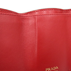 Prada Tri-fold Wallet 1MH021 Black Red Leather Compact Women's PRADA
