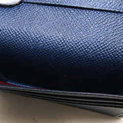 BVLGARI Business Card Holder MAN 280299 Navy Leather Case Pass Men's