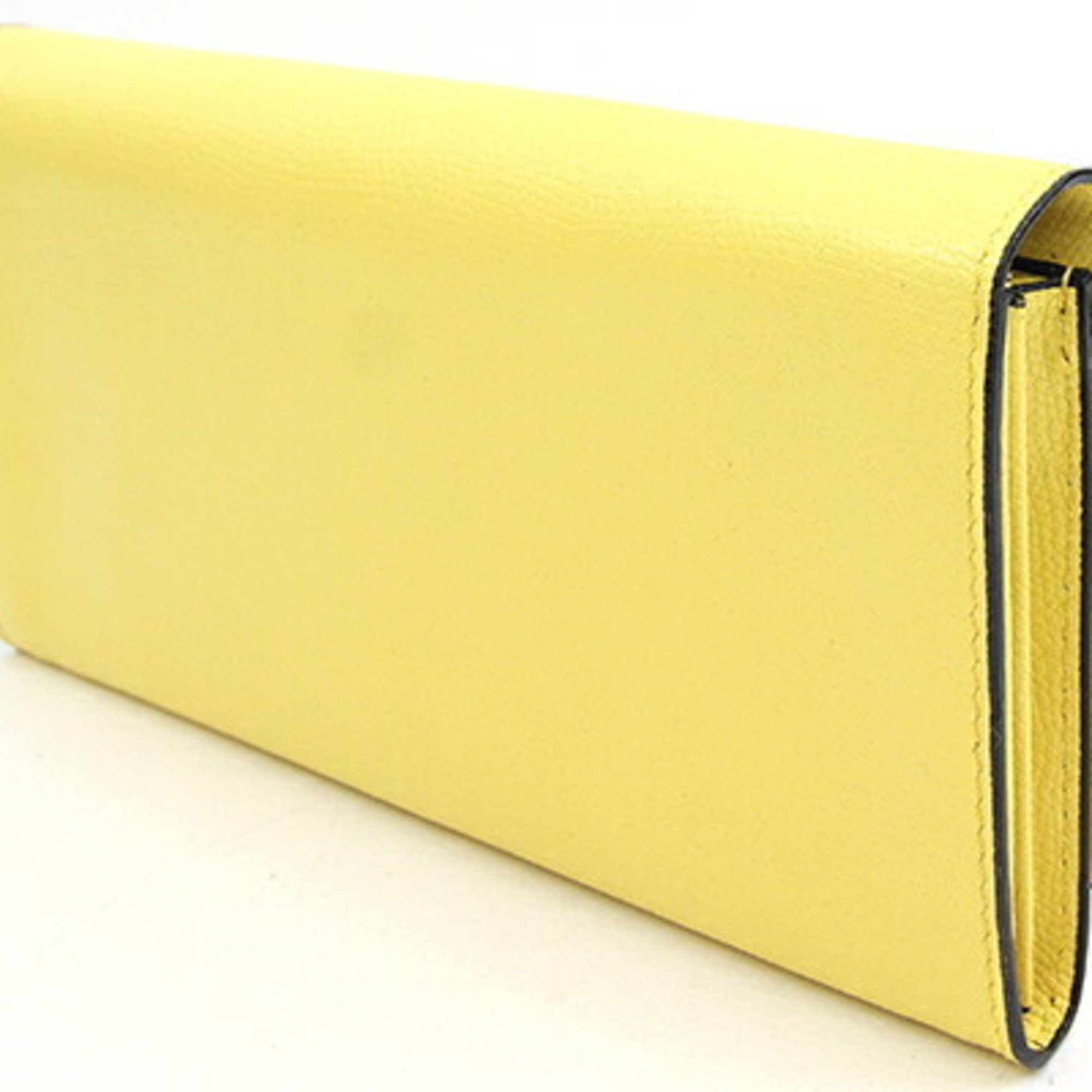 Valextra Bi-fold Long Wallet with Coin Purse 12 Cards V9L15-028 Yellow Leather Women's