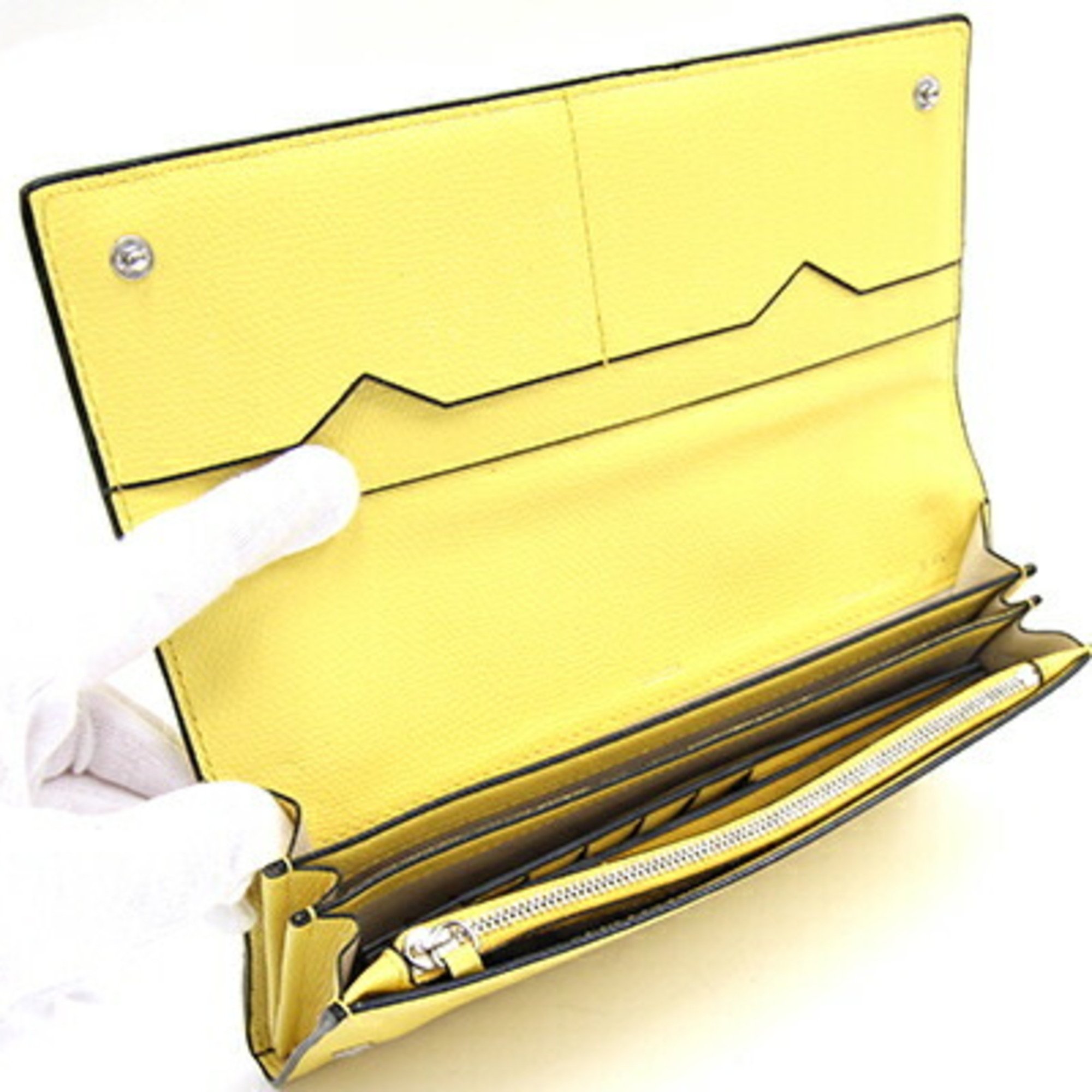 Valextra Bi-fold Long Wallet with Coin Purse 12 Cards V9L15-028 Yellow Leather Women's