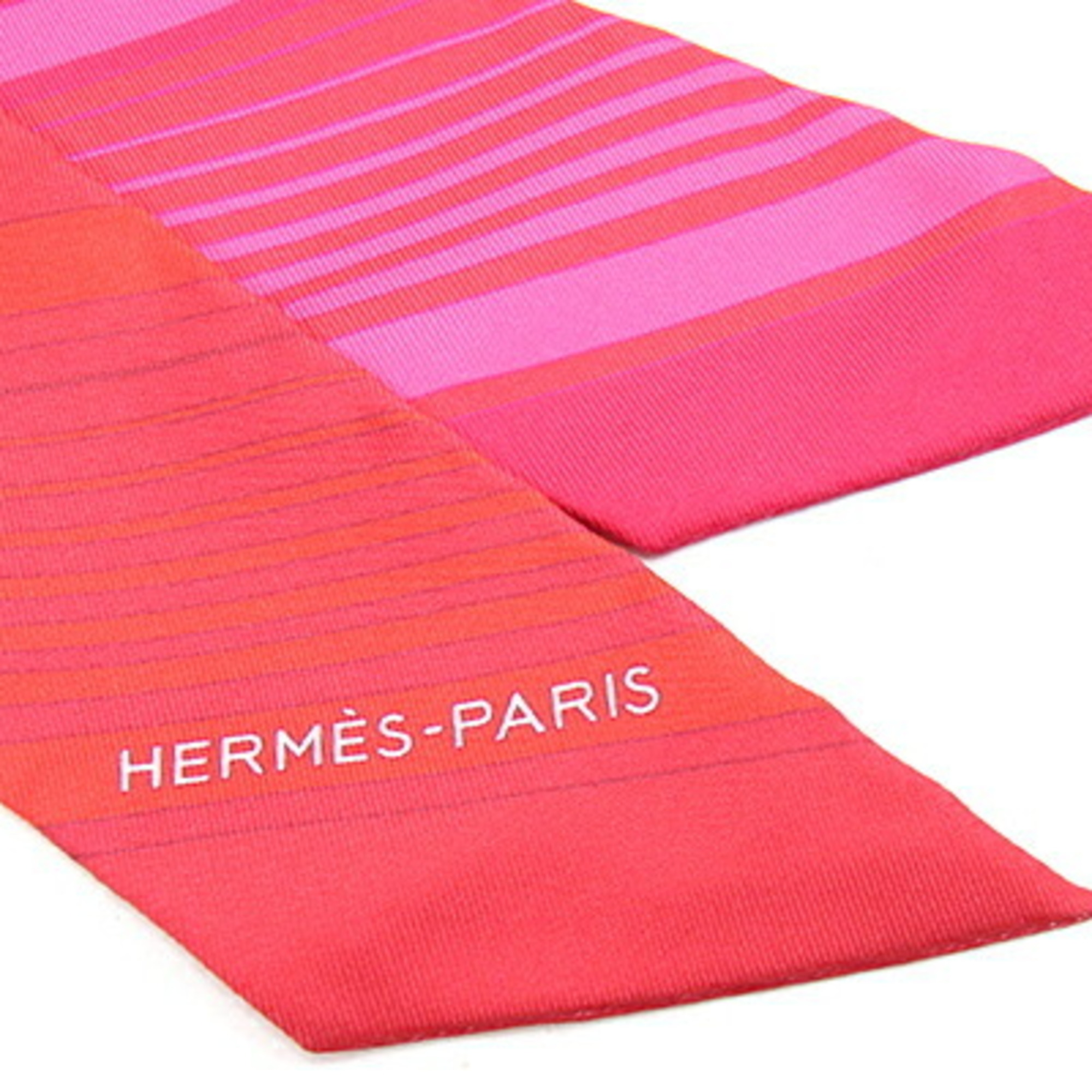 Hermes Scarf Muffler Twilly Ex-Libris 063791S 21 Red Pink 100% Silk Collection Women's EX-Libris HERMES