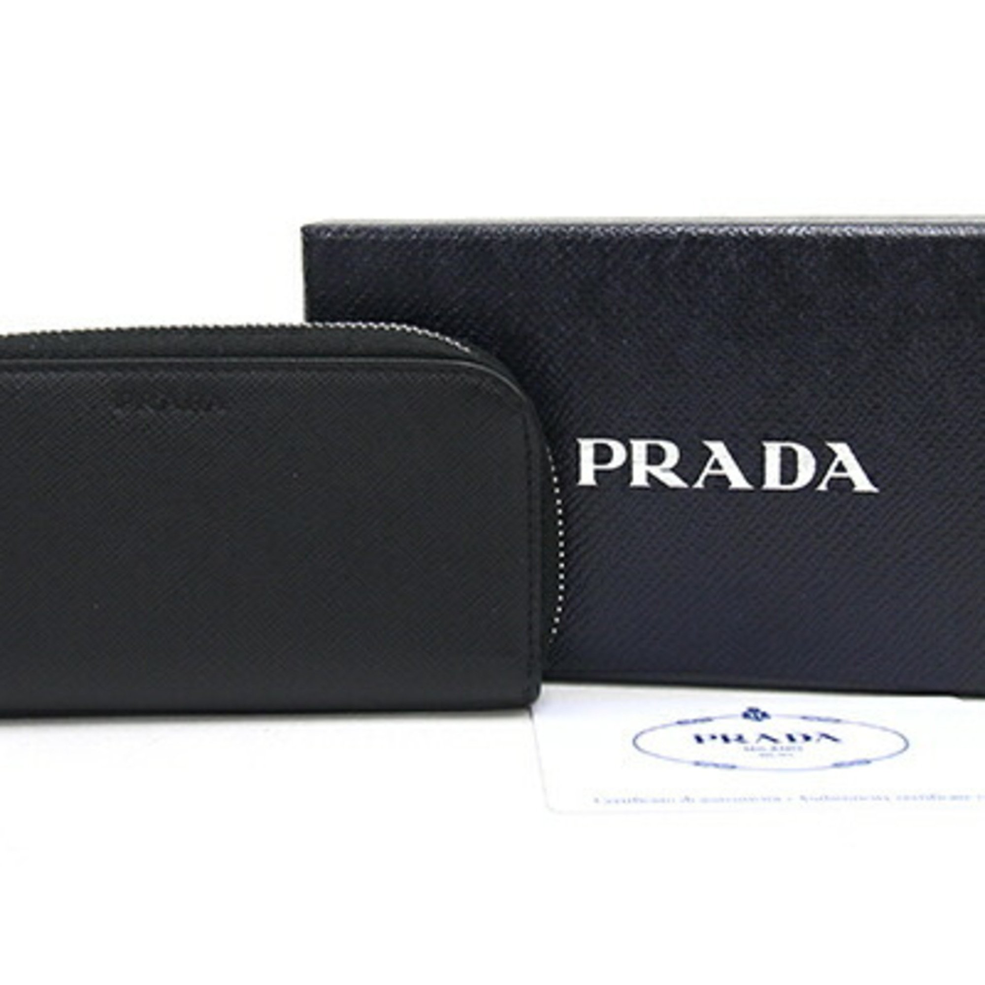 Prada 6-Key Case 2PG604 Black Leather Round Men's Women's Keys PRADA
