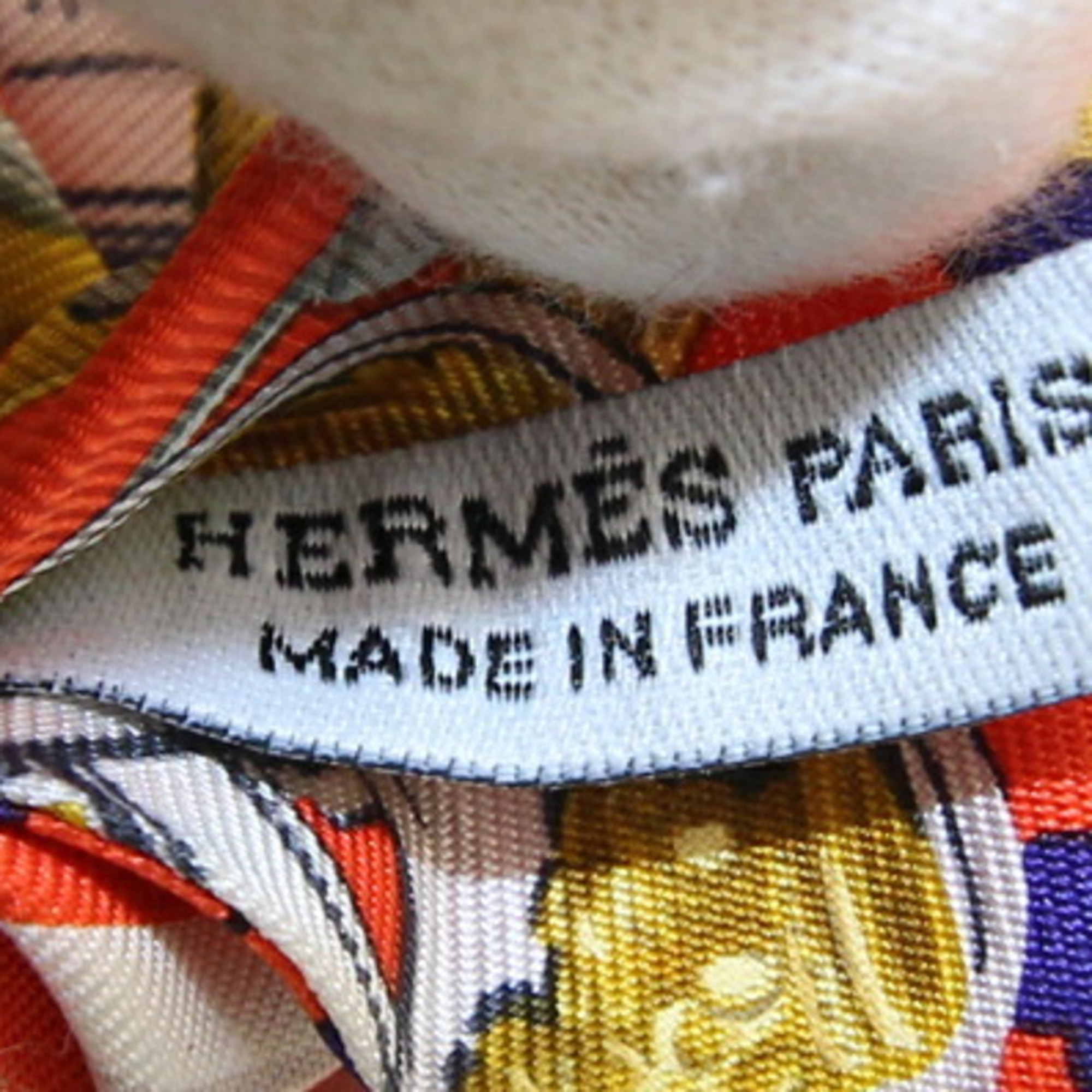 Hermes Bella Scrunchie Orange Multicolor 100% Silk Twill Heart Women's HERMES