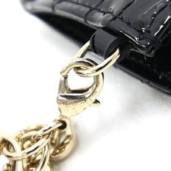 Christian Dior Dior Coin Case Lady Dio Black Patent Calfskin Purse Wallet Key Ring Women's Christian
