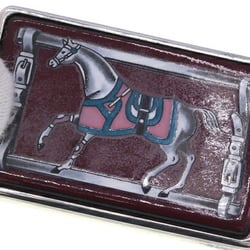 Hermes bag charm silver bordeaux key holder ring chain horse HERMES