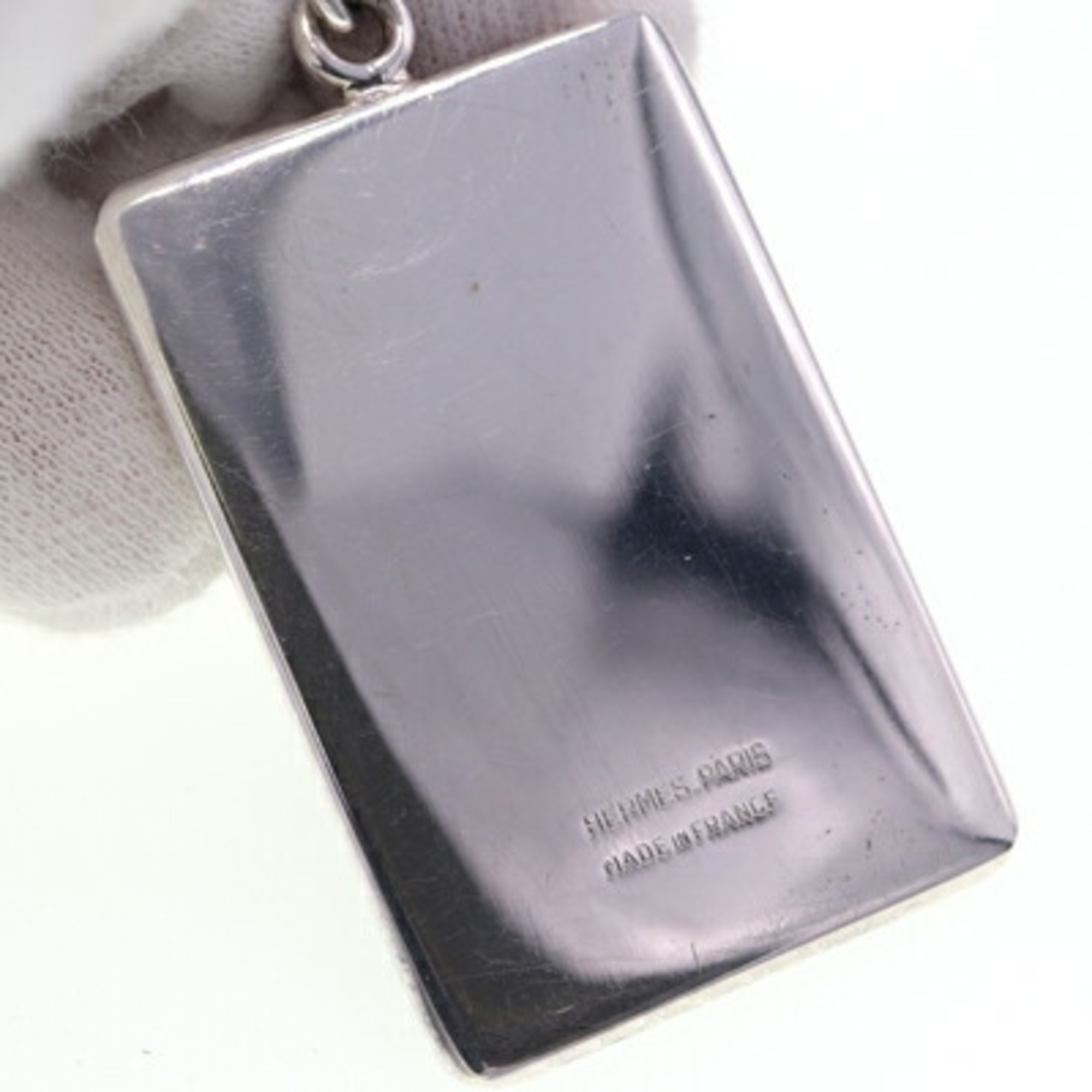 Hermes bag charm silver bordeaux key holder ring chain horse HERMES