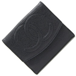 Chanel W Wallet A01427 Black Caviar Skin Ladies Compact Coco Mark Small CHANEL