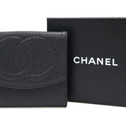Chanel W Wallet A01427 Black Caviar Skin Ladies Compact Coco Mark Small CHANEL