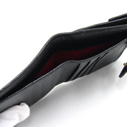 BVLGARI W Wallet Doppio Tondo 26203 Black Leather Compact Folding Women's