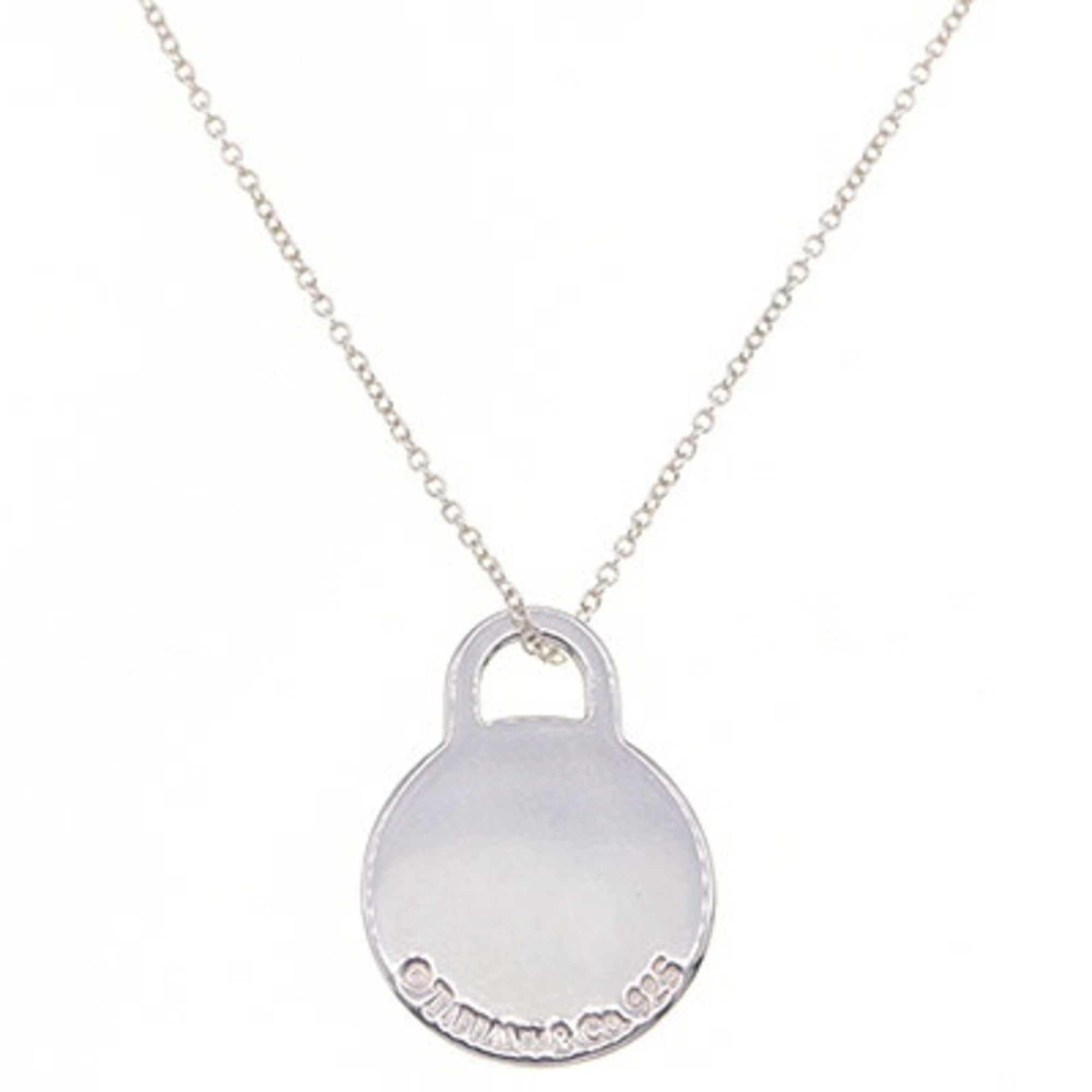 Tiffany Necklace Return to SV Sterling Silver 925 RTT Round Tag Choker Pendant for Women TIFFANY&Co.