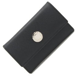 BVLGARI 6-ring key case Black leather BB Classico Women's Men's