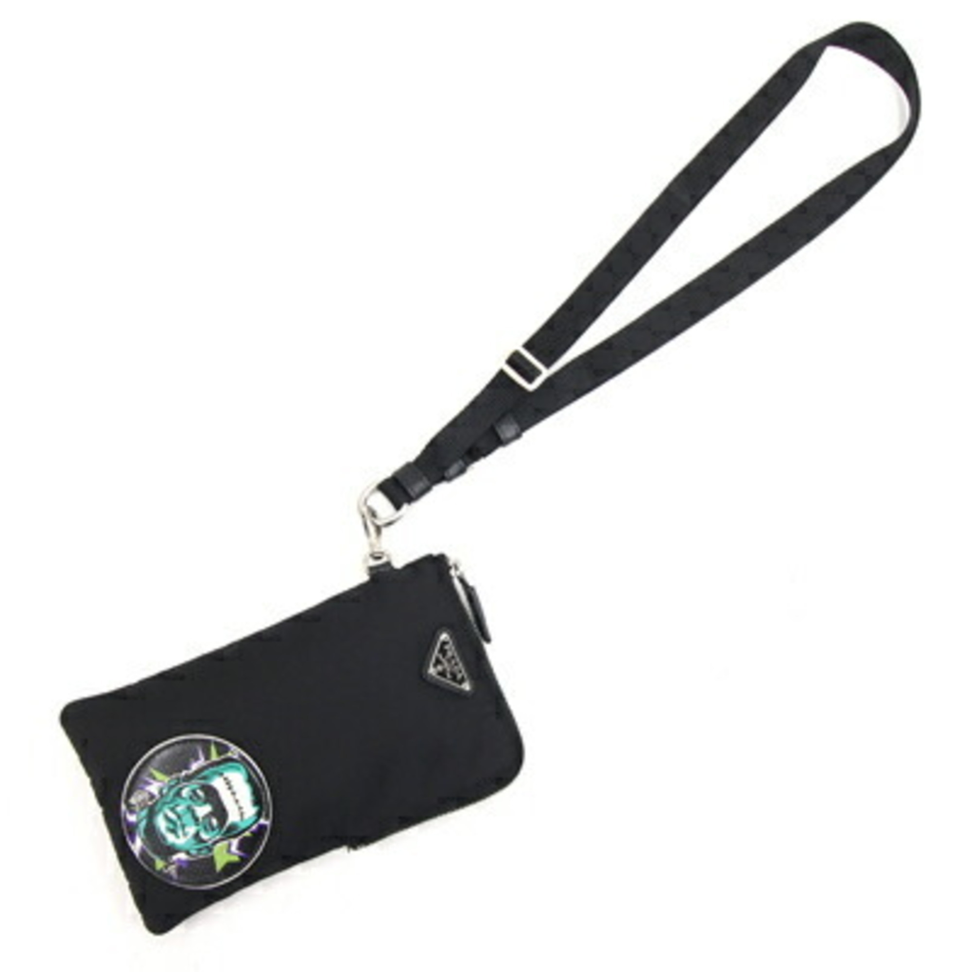 Prada Neck Pouch 2TT091 Black Nylon Leather Strap Smartphone Case Frankenstein PRADA