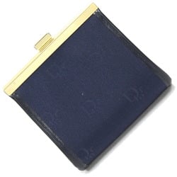 Christian Dior Dior Coin Case Navy Canvas Leather Purse Compact Women's Christian