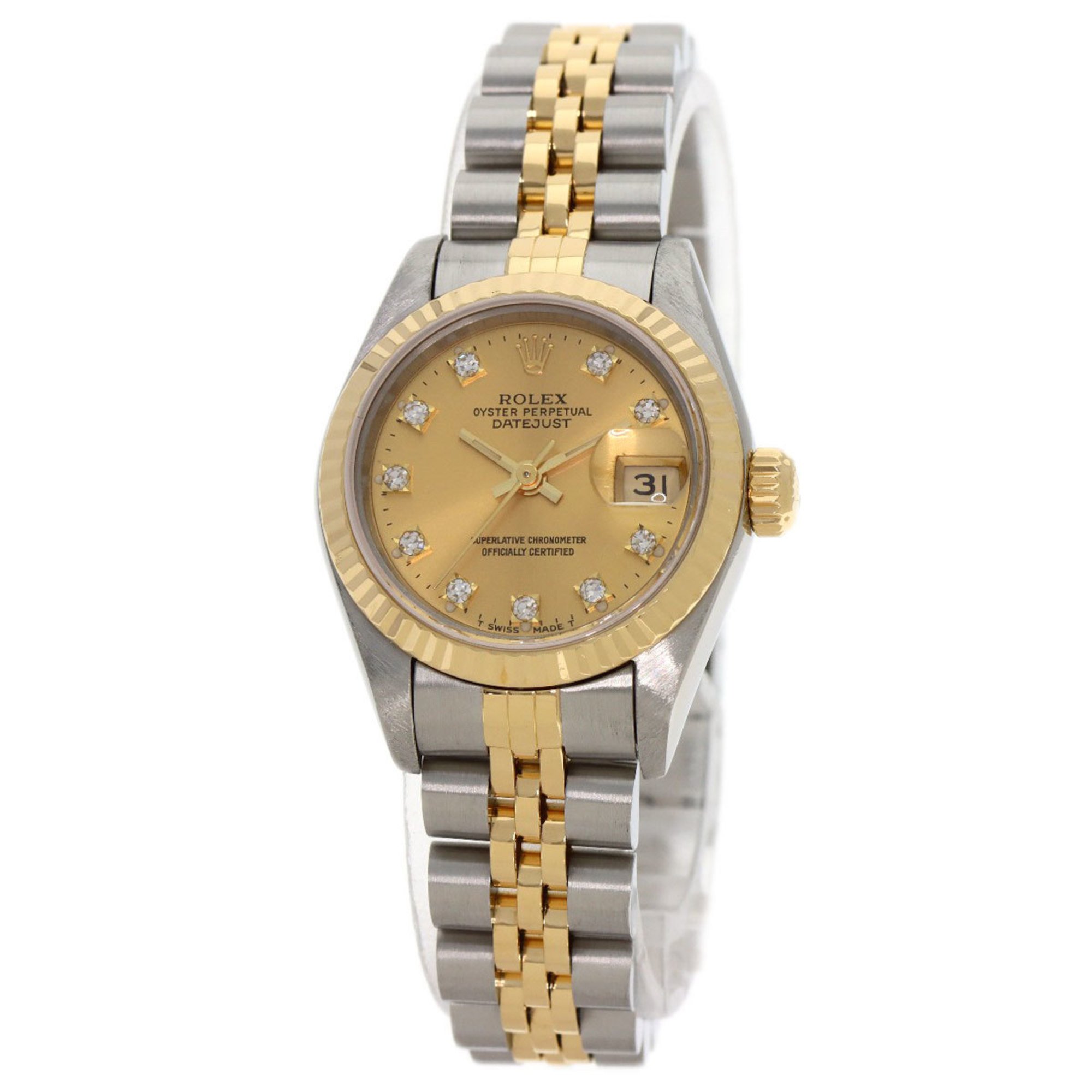 Rolex 69173G Datejust 10P Diamond Watch Stainless Steel/SSxK18YG/K18YG Ladies ROLEX