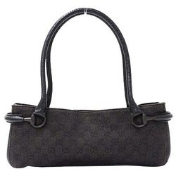 GUCCI Bag Women's Handbag Shoulder GG Canvas Horsebit Black 101345 Compact