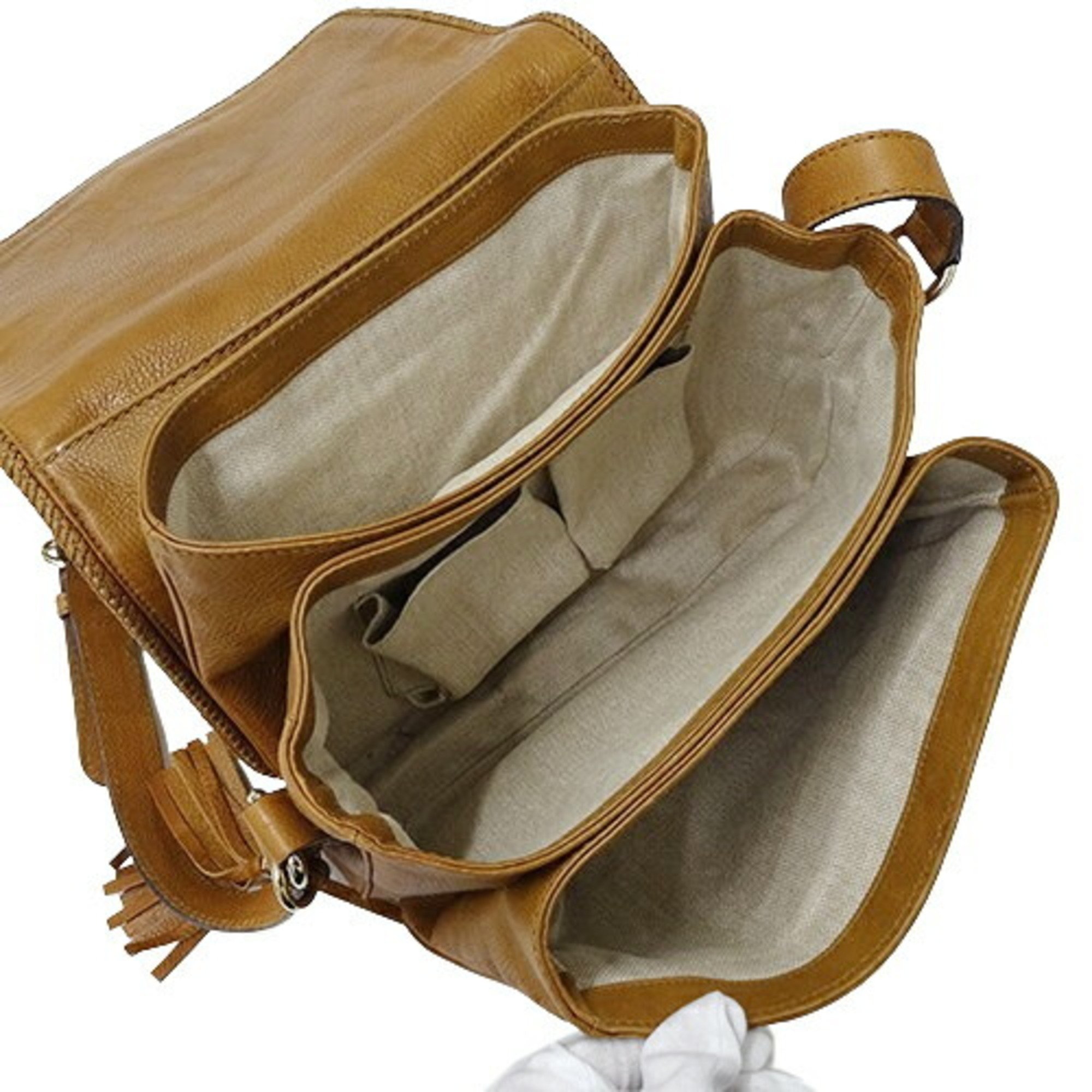 Gucci Women's Shoulder Bag GG Canvas Marrakech Brown Beige 257024 Tassel