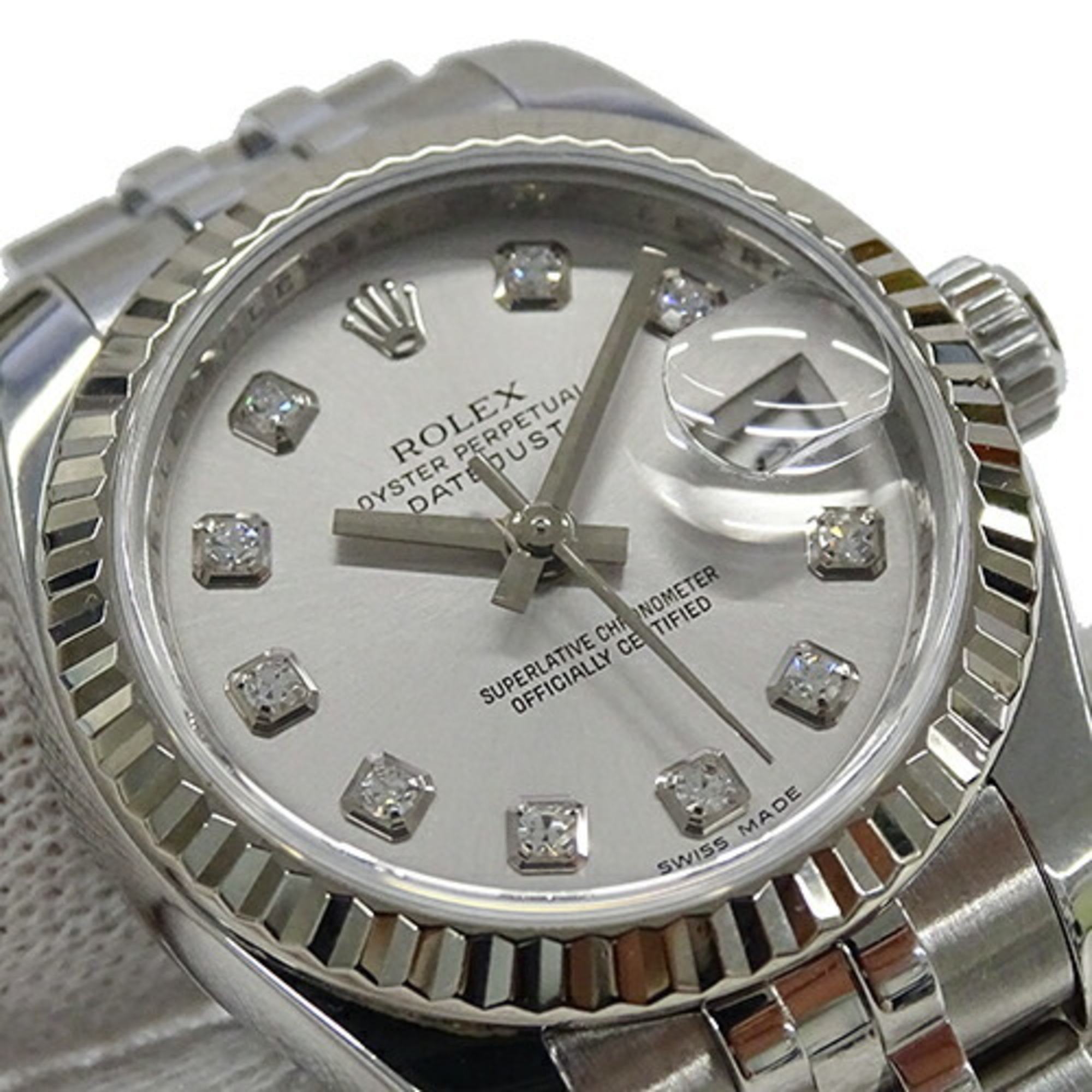 Rolex ROLEX Datejust 179174G Z Series Watch Ladies 10P Diamond Automatic AT Stainless Steel SS White Gold WG Silver Polished