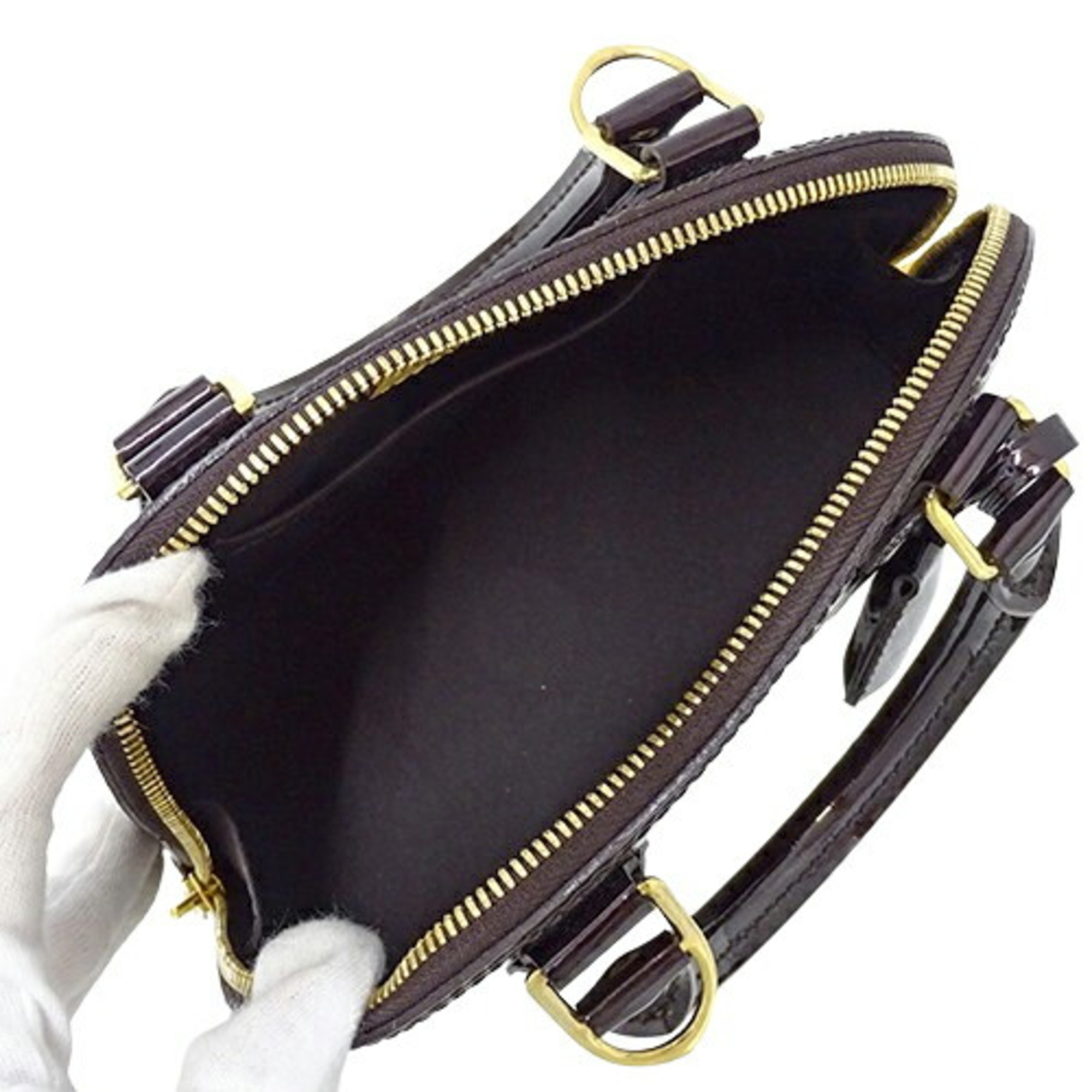 Louis Vuitton LOUIS VUITTON Bag Monogram Vernis Women's Handbag Shoulder 2way Alma BB M91678 Purple Wine Compact