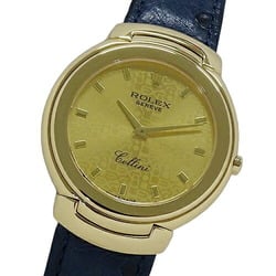 Rolex Cellini 6623/8 E Series Men's Watch Quartz 750YG 18K Leather Gold Round Replacement Strap Included Polished