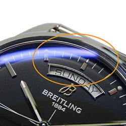 BREITLING Transocean Day & Date 5310 Watch Men's Automatic AT Stainless Steel SS Silver Black Polished