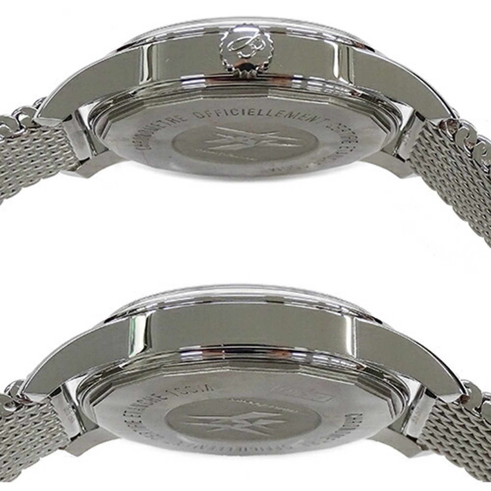 BREITLING Transocean Day & Date 5310 Watch Men's Automatic AT Stainless Steel SS Silver Black Polished